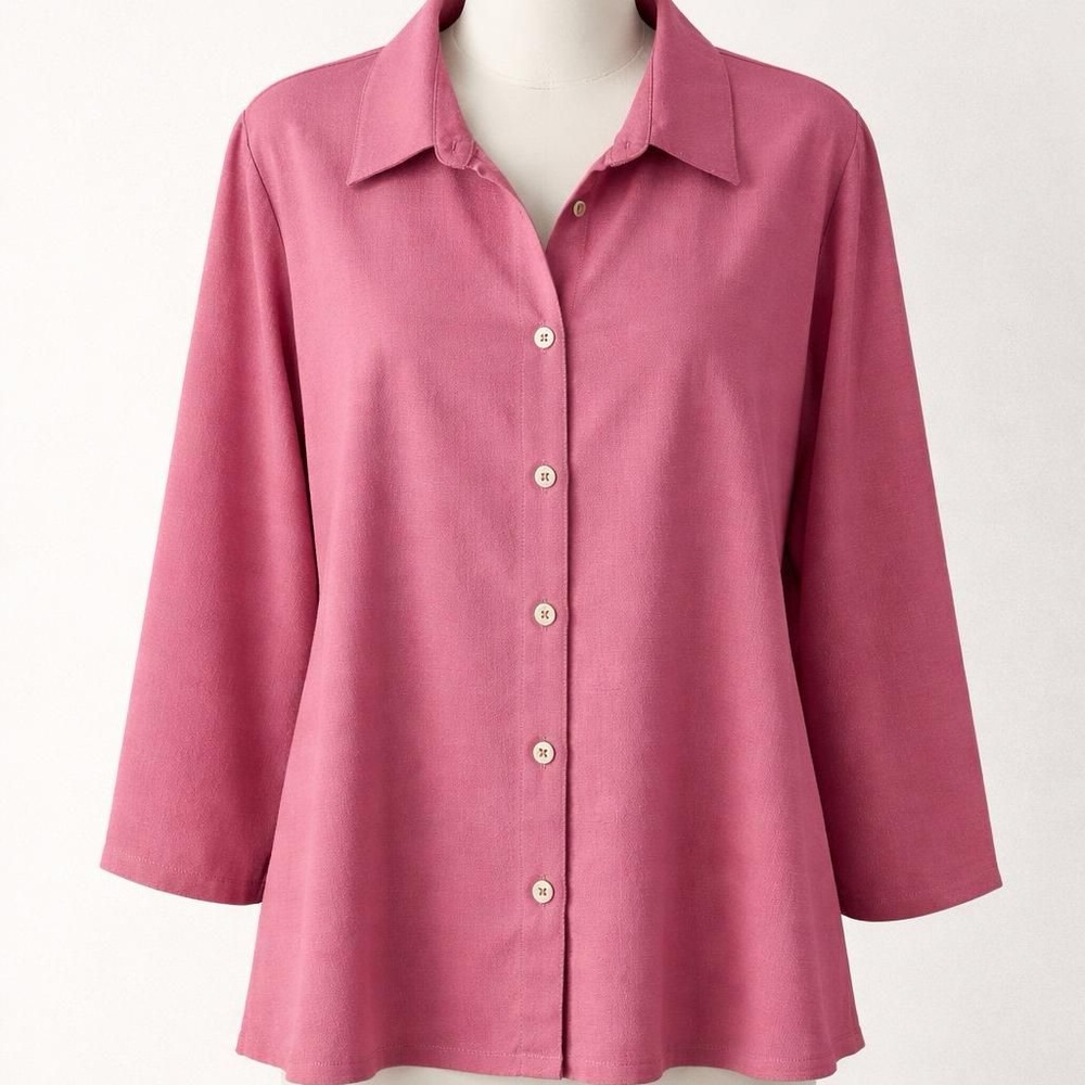 Orvis Mauve-Pink Button-Down Collared Women's Shirt Linen